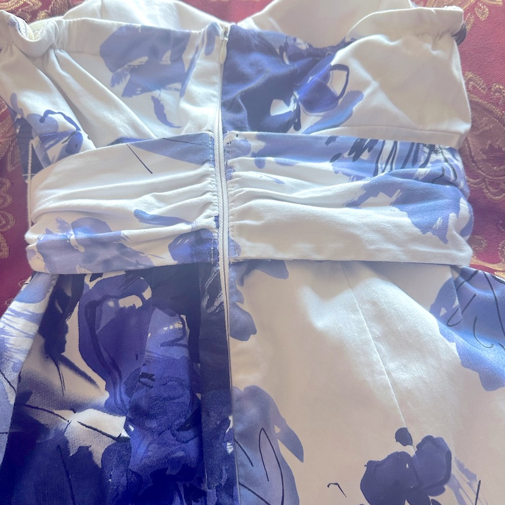 Suzi Chin Strapless Dress in Blue and White Floral - Picture 6 of 13